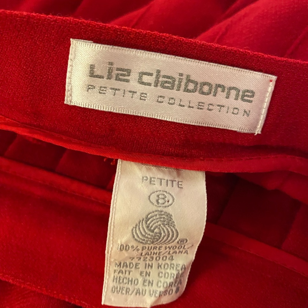 Liz Claiborne Bright Red Pleated A-Line Skirt - Picture 3 of 9